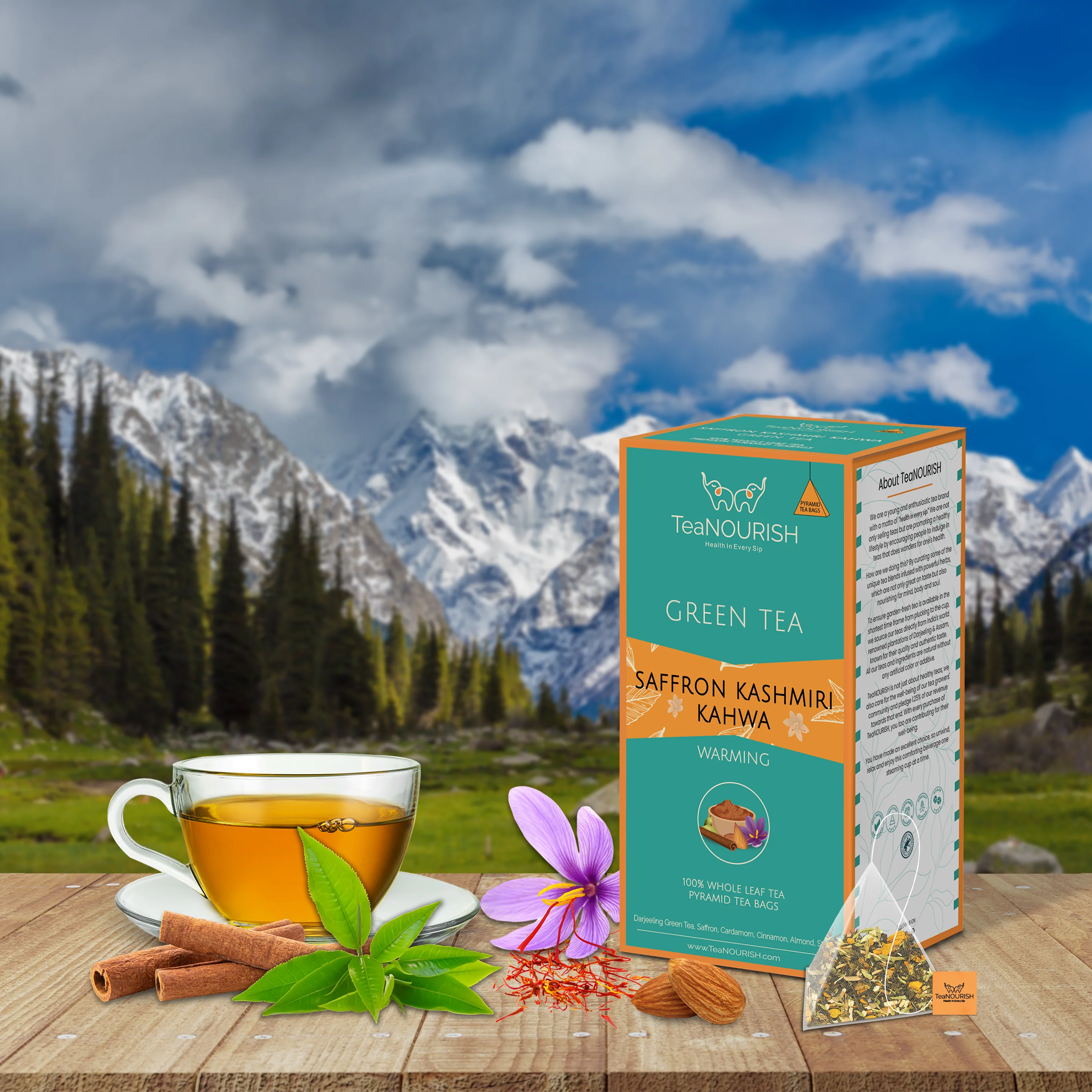 Saffron Kashmiri Kahwa Green Tea - 20 Tea Bags