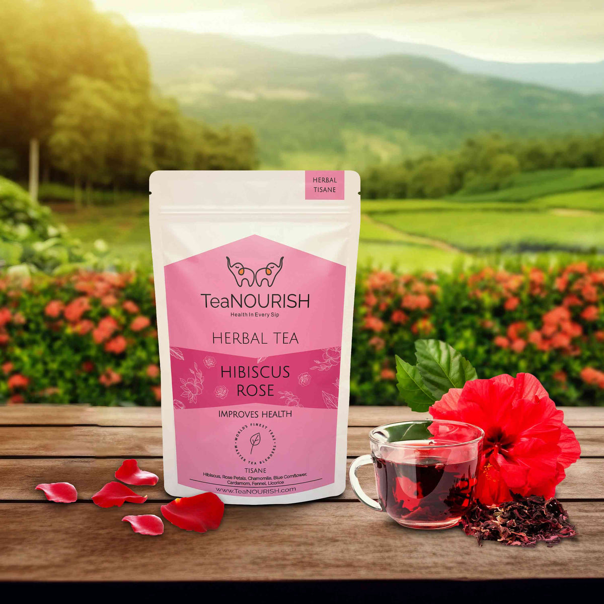 Buy Hibiscus Rose Herbal Tea - Shop Now at TeaNOURISH